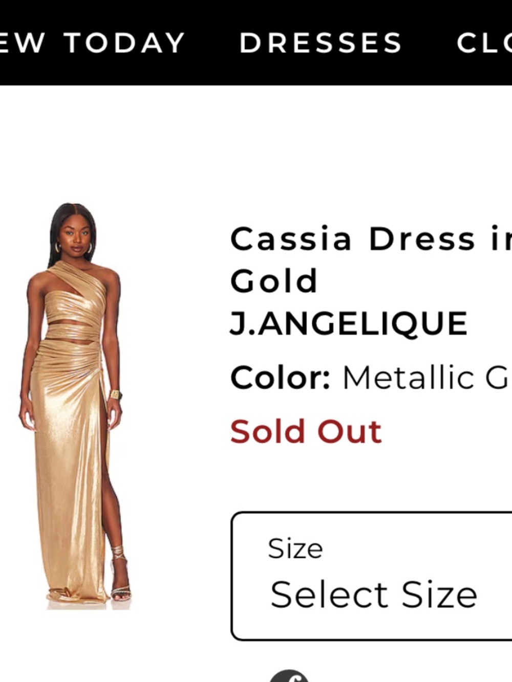 J. Angelique for Revolve Cassia Gold Dress MAFS, size small EUC Sold Out - Picture 6 of 6